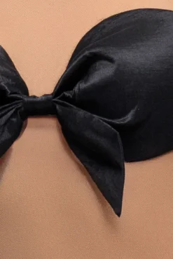 Nude Mesh Sleeveless Taffeta Bow Top - Black by Goddiva