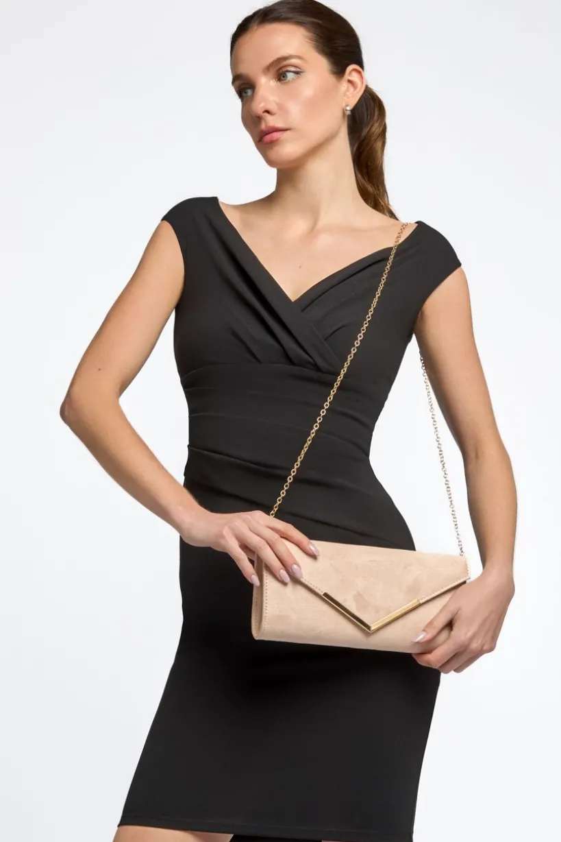 Nude Suede Envelope Clutch Bag by Aftershock London