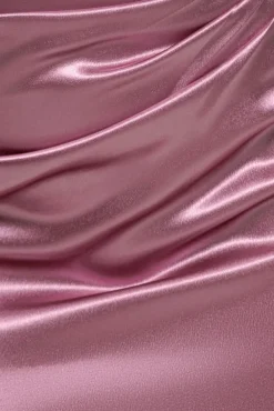 Off Shoulder Satin Maxi With V Neck - Rosepink by Goddiva