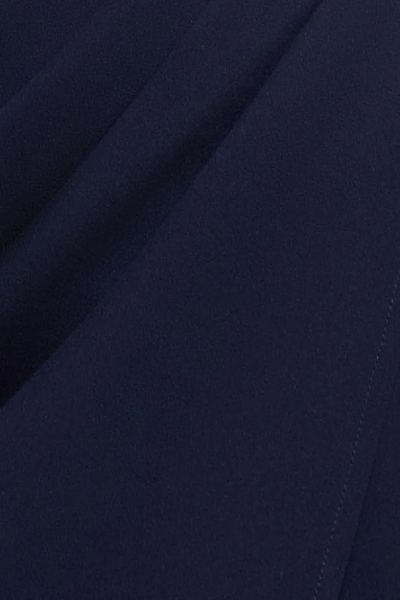Off The Shoulder Chiffon Wing Scuba Crepe Midi Dress - Navy Blue by Goddiva