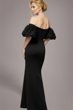 Off The Shoulder 3D Puffed Sleeve Sweetheart Maxi Dress - Black by Goddiva