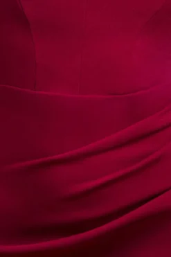 Off The Shoulder Draped Sleeve Maxi Dress - Burgundy by Goddiva