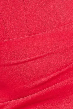 Off The Shoulder Draped Sleeve Maxi Dress - Red by Goddiva