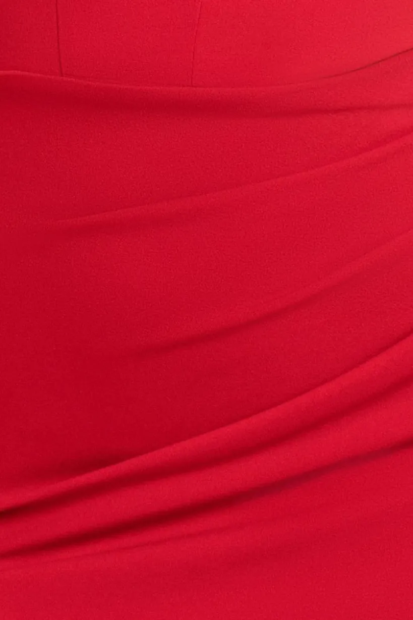 Off The Shoulder Draped Sleeve Maxi Dress With Diamante Neckline - Red by Goddiva