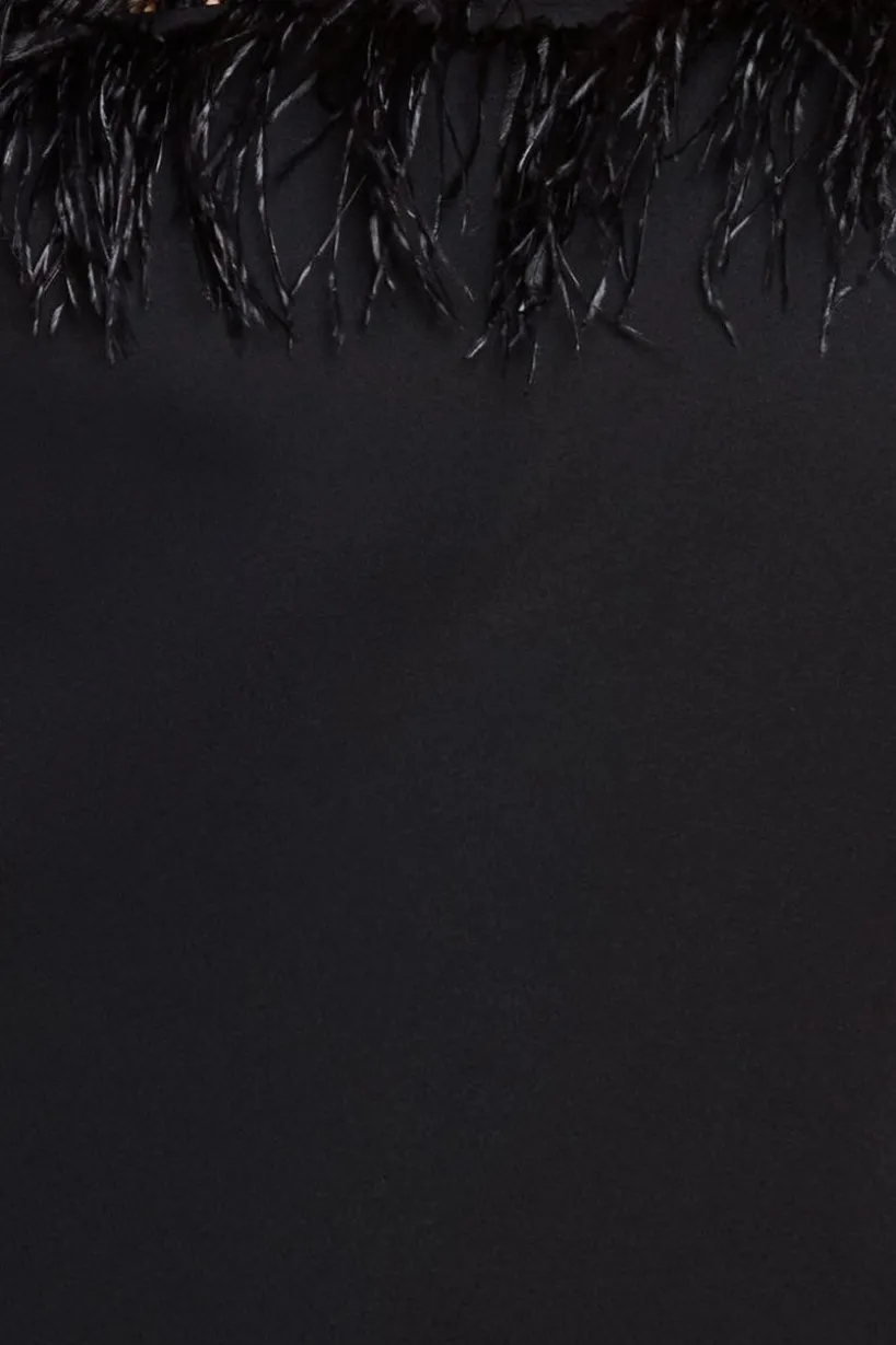 Off The Shoulder Feather Midi Dress - Black by Goddiva Plus