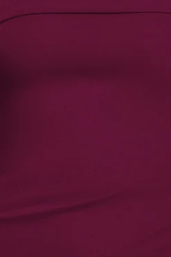 Off The Shoulder Pleated Waist Maxi Dress - Berry by Goddiva