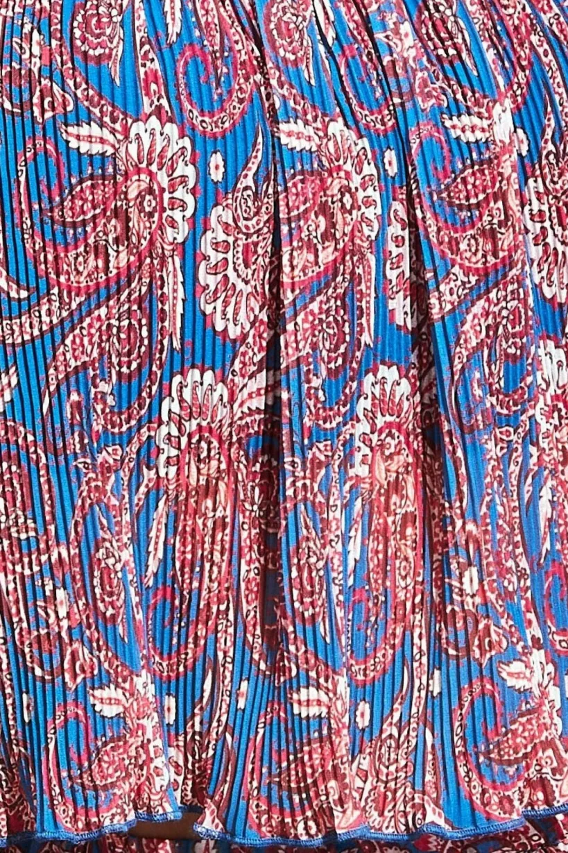Off The Shoulder Printed Crop Top - Blue by City Goddess