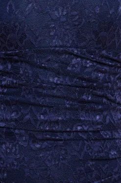 Off The Shoulder Scalloped Neck Maxi Dress - Navy Blue by Goddiva
