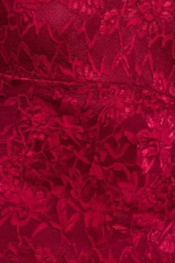 Off The Shoulder Scalloped Neck Maxi Dress - Wine by Goddiva