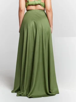Olive Green High Waisted Maxi Skirt by InFlair