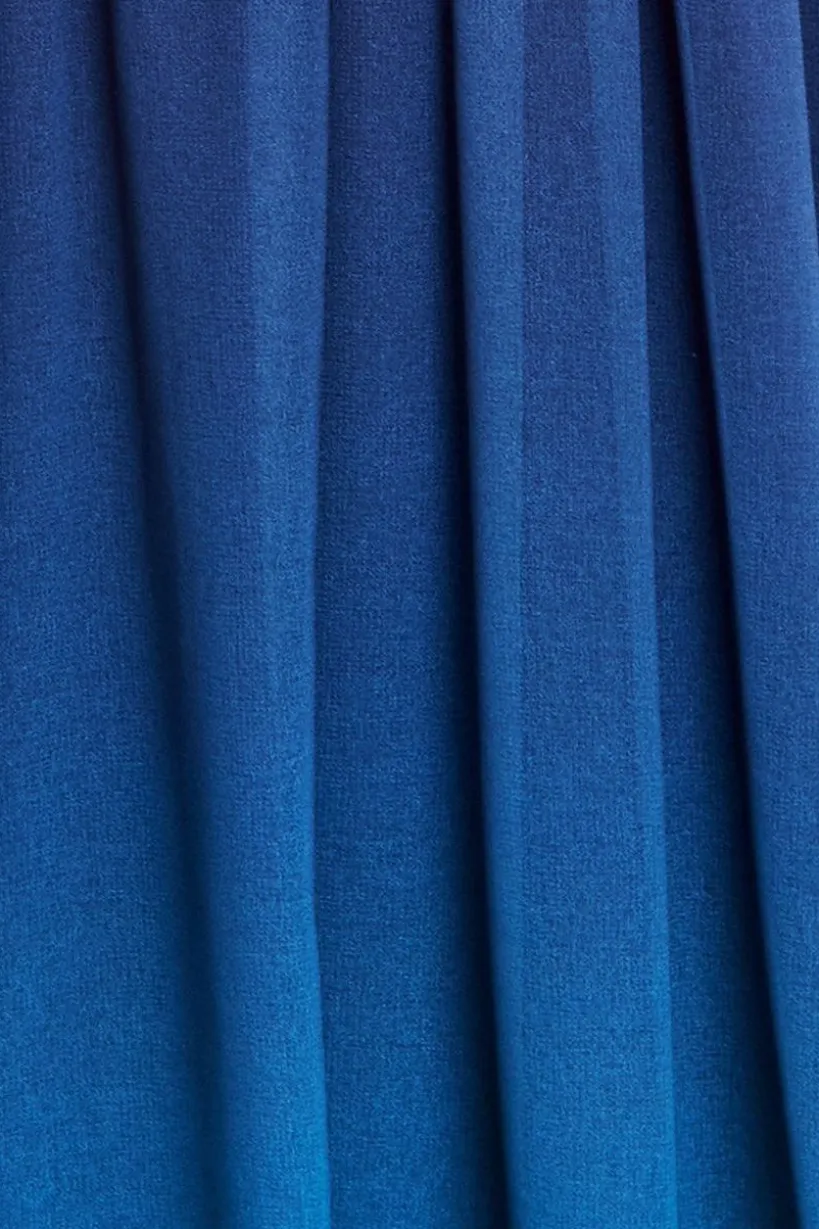 Ombre Chiffon Bardot Frill A-line Maxi Dress - Navy Ombre by Goddiva