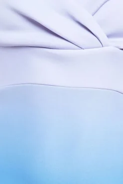 Ombre Front Wrap Bardot Midi Dress - Light Blue by Goddiva