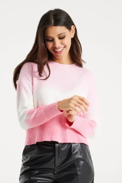 Ombre Pattern Jumper In Pink And White by Liquorish