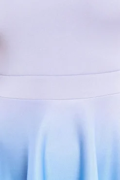 Ombre Scuba Foam Bardot A-Line Midi Dress - Light Blue by Goddiva