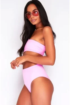 One Shoulder Bikini Top In Baby Pink by Maribela