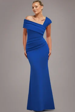 One Shoulder Evening Maxi Dress - Royal Blue by Goddiva