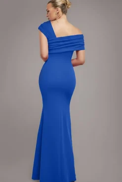 One Shoulder Evening Maxi Dress - Royal Blue by Goddiva