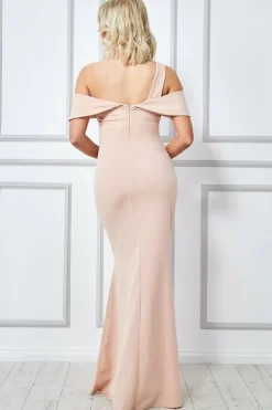 One Shoulder Knot Maxi - Beige by Goddiva