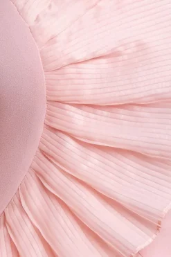 One Shoulder Pleated Fan Maxi Dress - Blush Pink by Goddiva