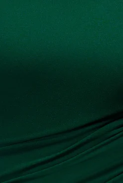 One Shoulder Puffed Satin Sleeve Evening Maxi Dress - Emerald Green by Goddiva