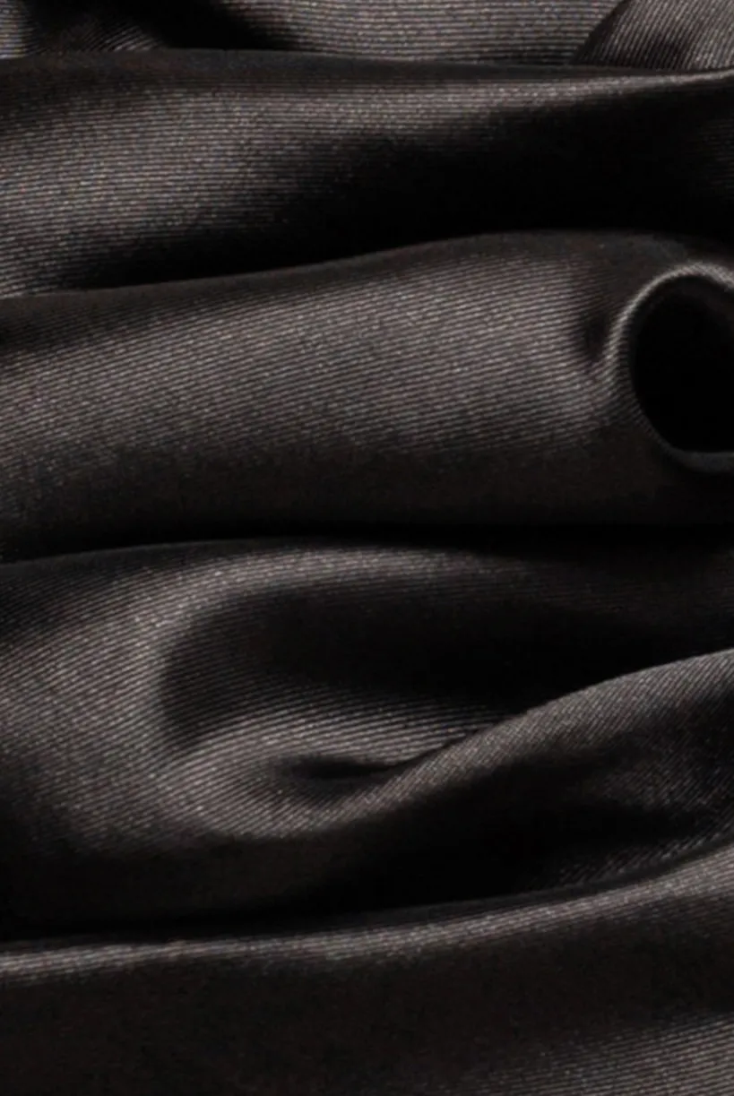 One Shoulder Puffed Satin Sleeve Asymmetric Scuba Top - Black by Goddiva