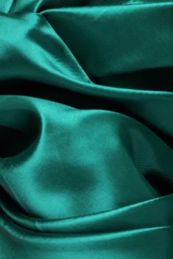 One Shoulder Puffed Satin Sleeve Asymmetric Scuba Top - Emerald Green by Goddiva