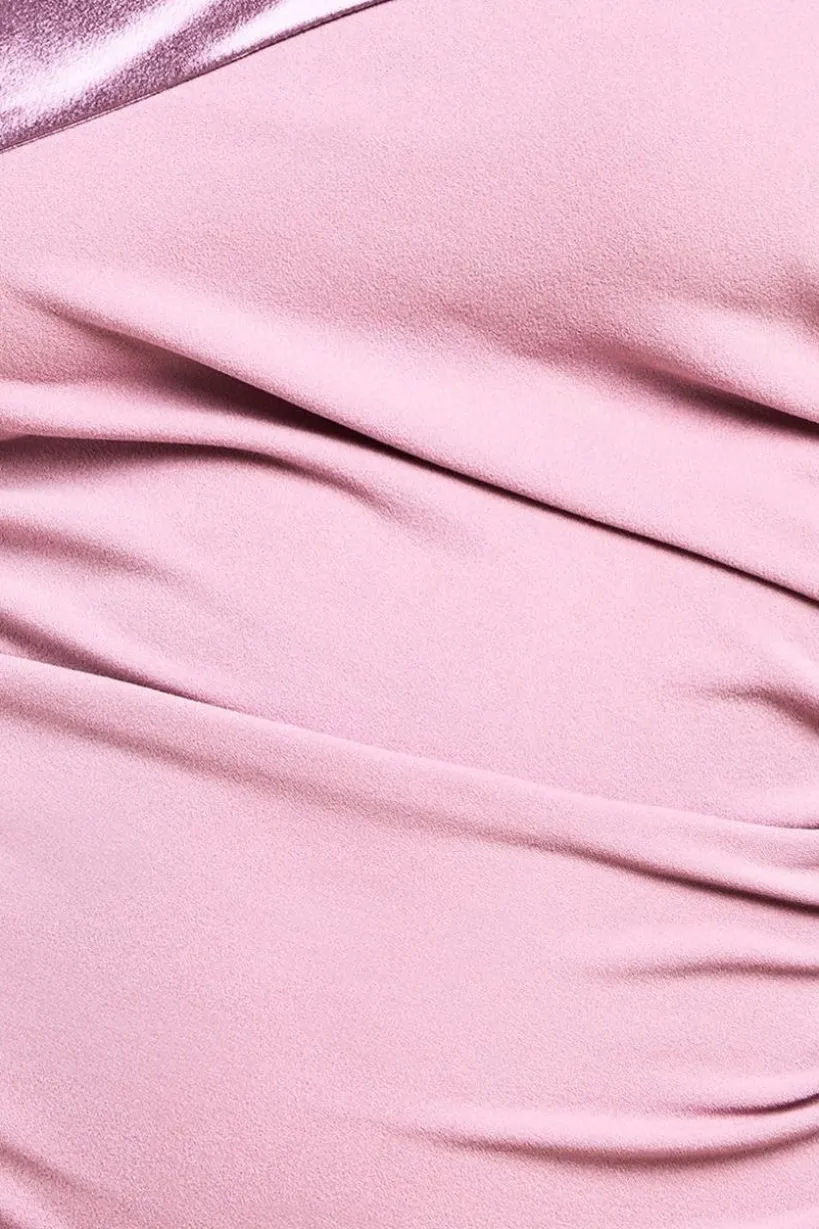 One Shoulder Satin Band Bodycon Midi Dress - Rose Pink by Goddiva