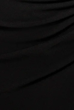 One Shoulder Satin Band Maxi Dress - Black by Goddiva