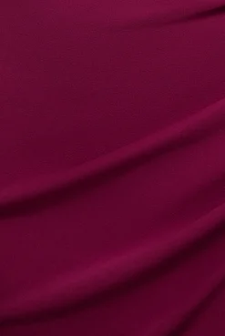 One Shoulder Satin Band Maxi Dress - Burgundy by Goddiva