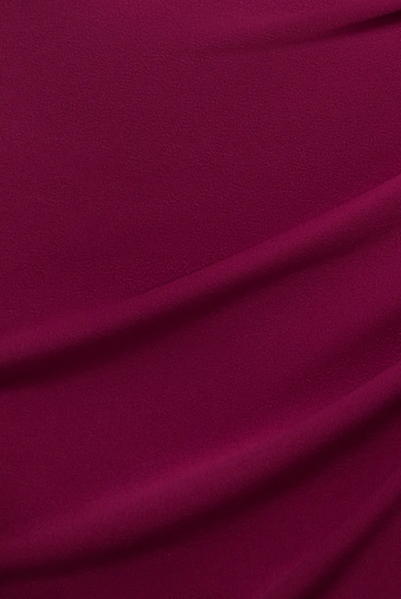 One Shoulder Satin Band Maxi Dress - Burgundy by Goddiva