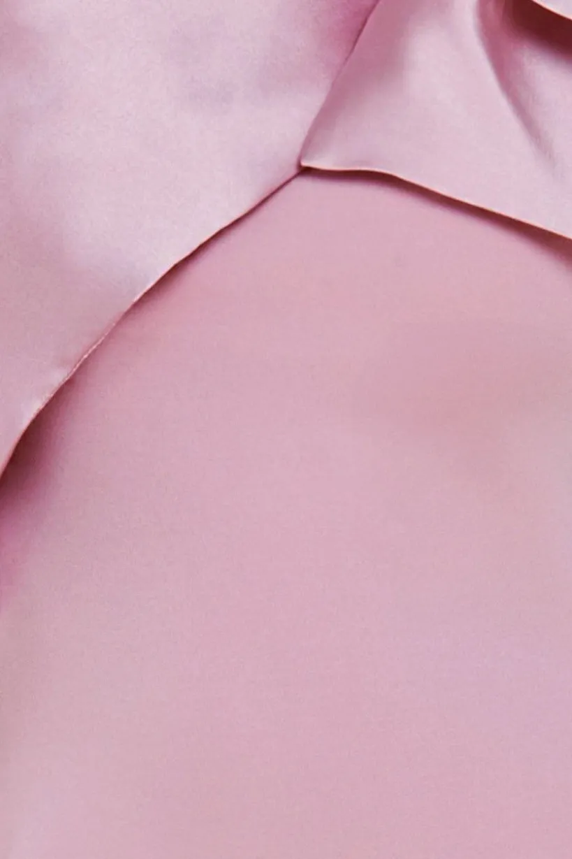 One Shoulder Satin Bow Scuba Crepe Maxi Dress - Blush by Goddiva