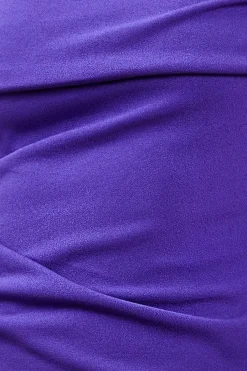 One Shoulder Scuba Midi Dress - Purple by Goddiva