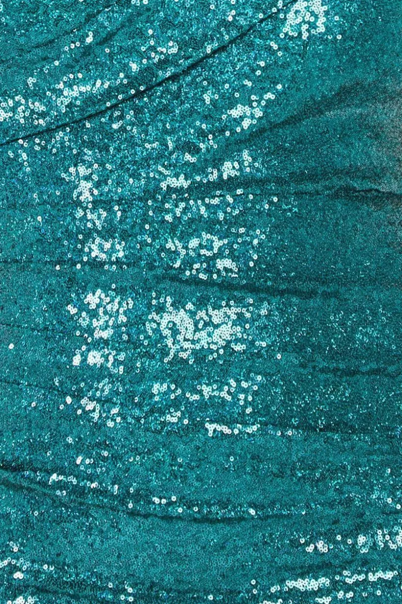 One Shoulder Sequin Evening Maxi - Emerald Green by Goddiva