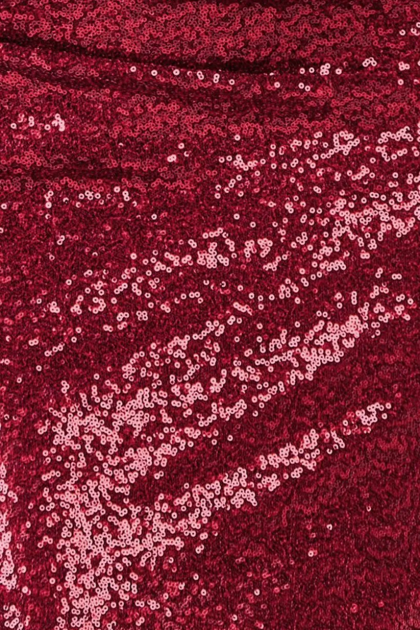 One Shoulder Sequin Evening Maxi - Wine by Goddiva