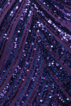 One Shoulder Sequin Jumpsuit - Purple by Goddiva