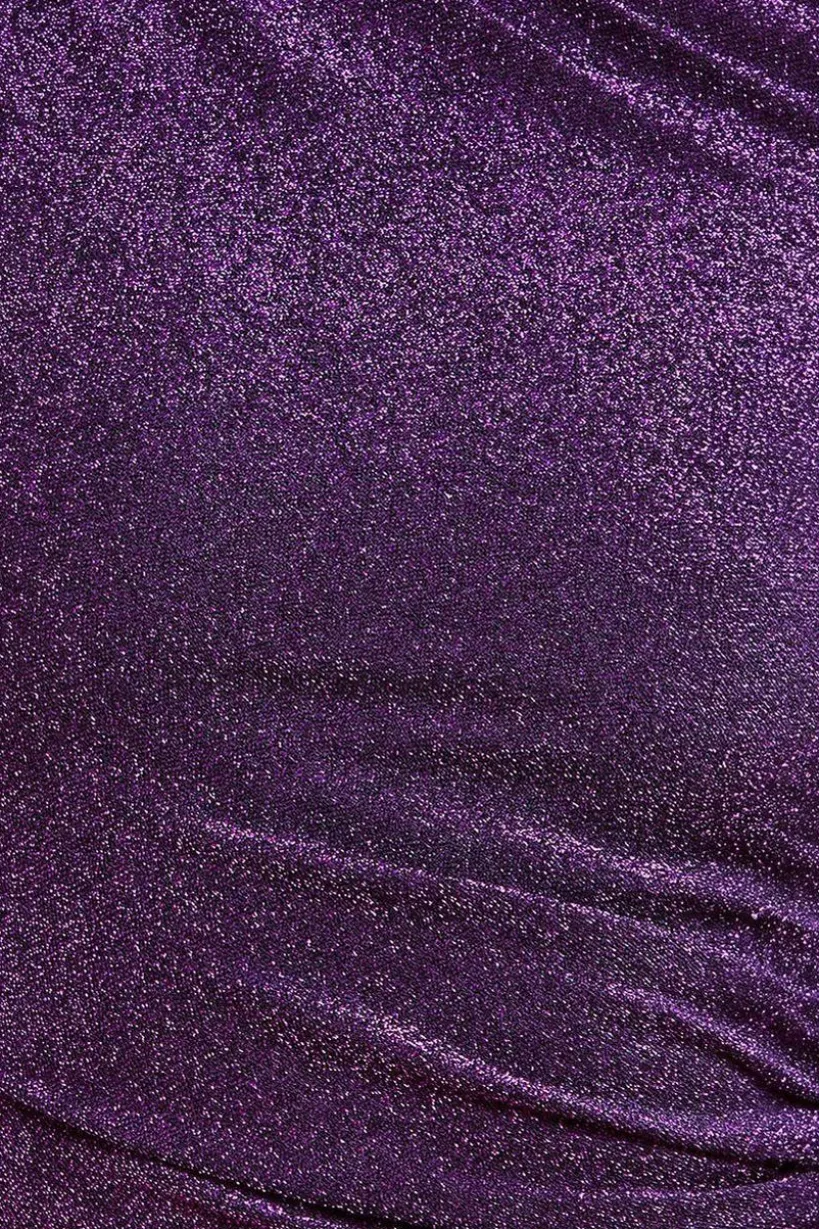 Open Back One Sleeve Lurex Midi - Purple by Goddiva