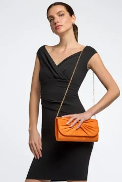 Orange Suede Clutch Bag With Knot Detail by Aftershock London