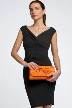 Orange Suede Clutch Bag With Knot Detail by Aftershock London