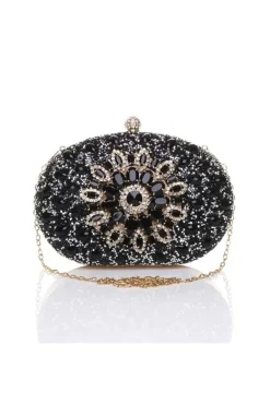 Oval Diamante Embellished Clutch Bag by SVNX