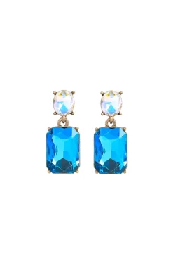 Oval Twin Gem Post Earring Turquoise & Aurora Borealis by Last True Angel