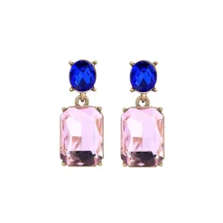 Oval Twin Gem Post Earring In Soft Pink & Royal Blue by Last True Angel