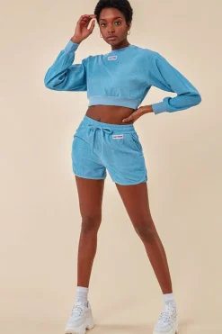 Oversized Cropped Jumper & Short Set - Blue by Cosmochic