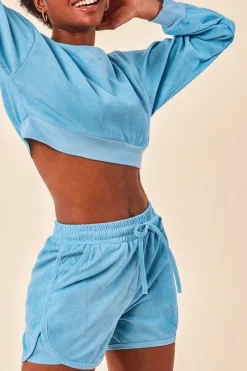 Oversized Cropped Jumper & Short Set - Blue by Cosmochic
