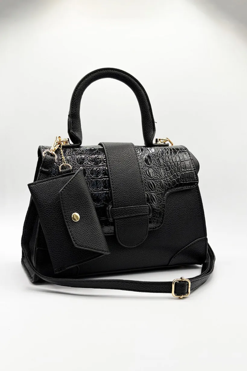 Patent Croc Top Handle Bag by SVNX