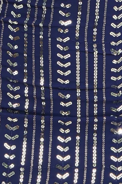 Patterned Sequin Cut Out Midi Dress - Navy by Goddiva
