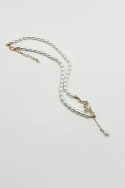Pearl Chain Necklace With Butterfly Pendant - Gift Boxed by SVNX