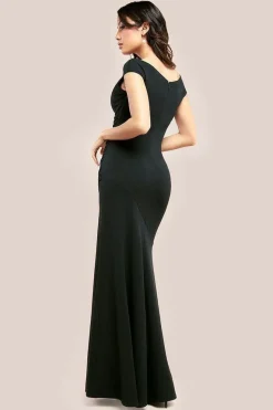 Pearl Detail Scuba Crepe Maxi Dress - Black by Goddiva