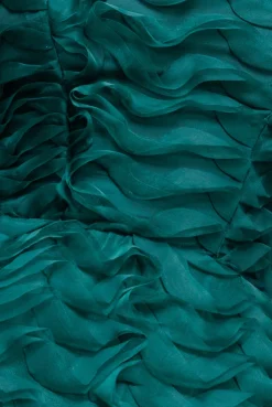 Peplum 3D Textured Boob Tube Lace Up Corset - Emerald Green by Goddiva