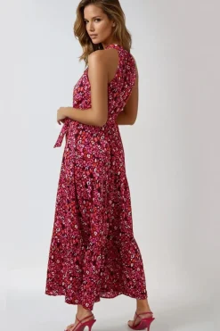 Pink Halterneck Maxi Dress by Aftershock London