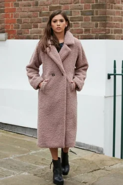 Pink Longline Fur Teddy Coat by Double Second